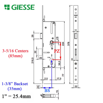 Giesse Door with Perimeter Lock 35mm backset, 85mm PZ